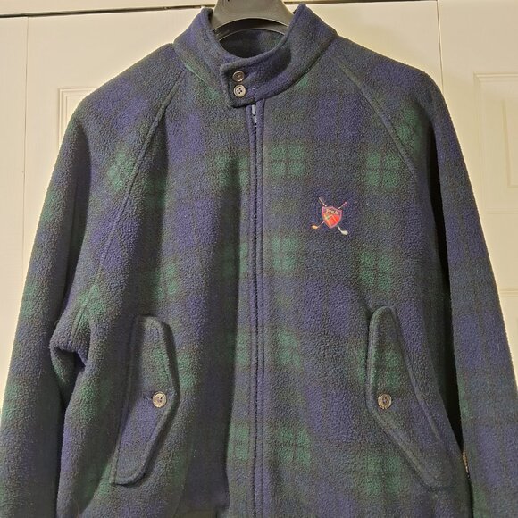 Vintage 90s Polo Golf Ralph Lauren Jacket Mens Blue Green Tartan Plaid - Picture 1 of 11